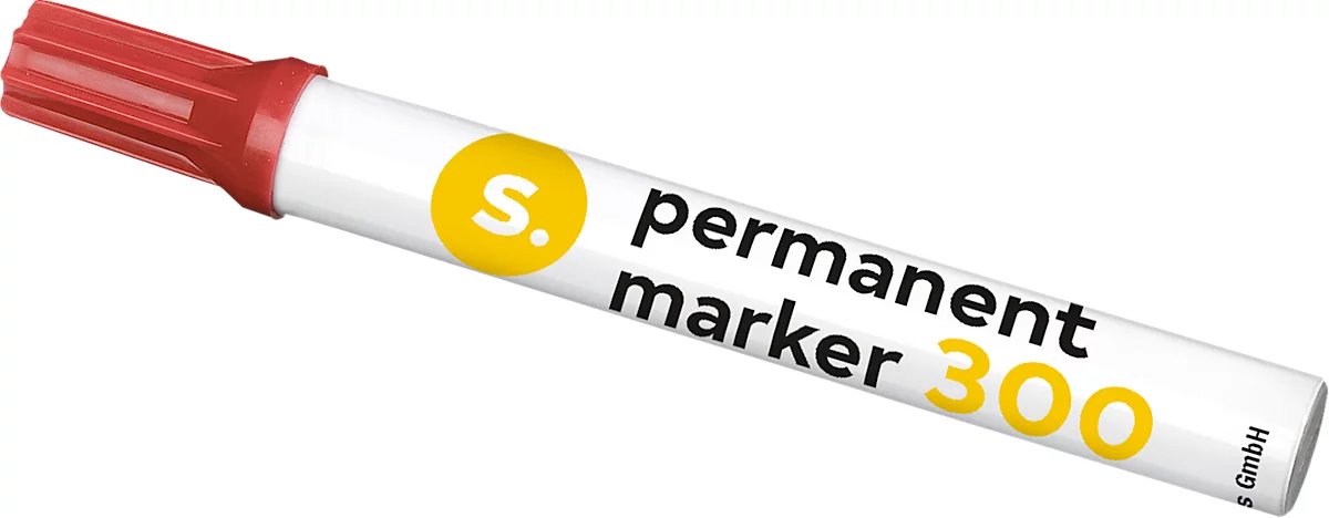Permanentmarker Schäfer Shop 300, Rundspitze, Strichbreite 1,5-3 mm, wasserfest, offen lagerfähig, Aluminium & Kunststoff, rot, 1 Stück