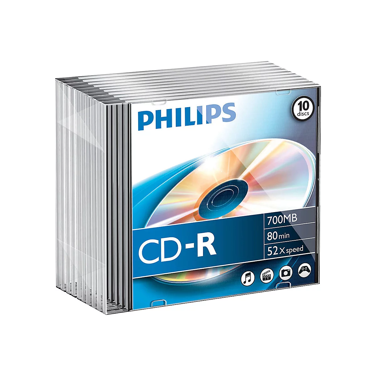 Philips - 10 x CD-R - 700 MB (80 Min) 52x - Slim Jewel Case