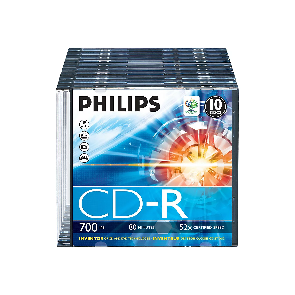 Philips - 10 x CD-R - 700 MB (80 Min) 52x - Slim Jewel Case