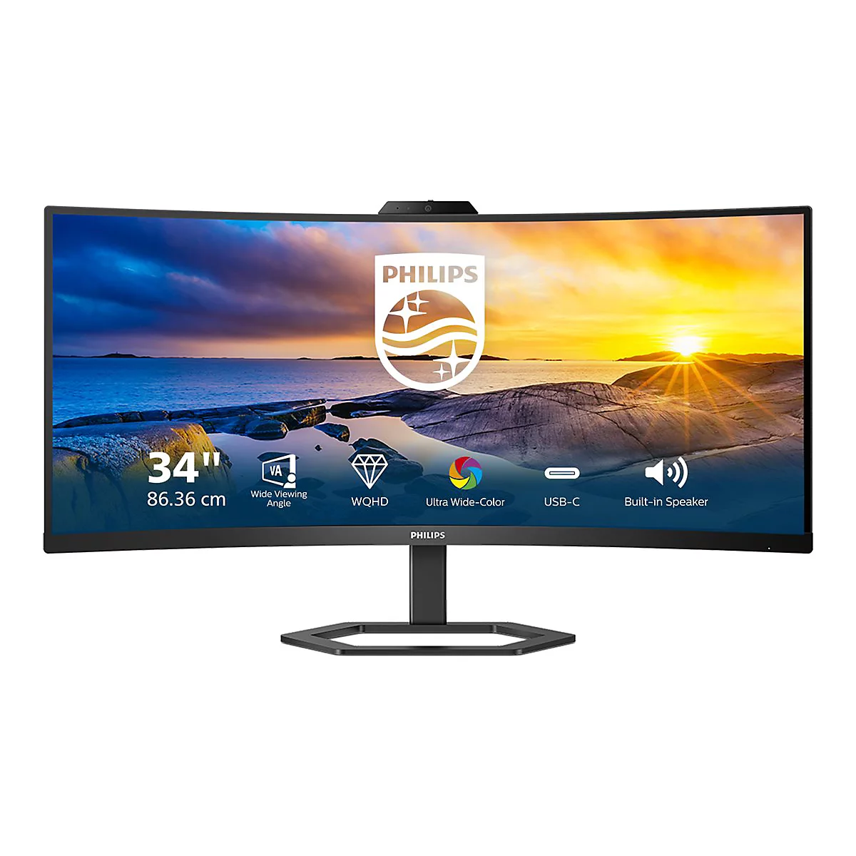 Philips 34E1C5600HE - 5000 Series - LED-Monitor - gebogen - 86.36 cm (34') - 3440 x 1440 WQHD @ 100 Hz
