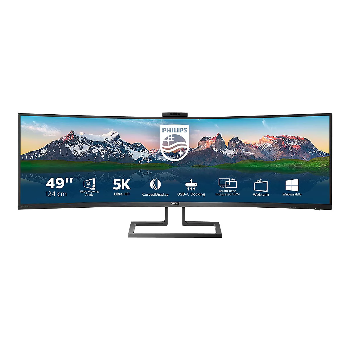 Philips Brilliance P-line 499P9H - LED-Monitor - gebogen - 124.5 cm (49') (48.8' sichtbar) - 5120 x 1440 Dual Quad HD @ 60 Hz - VA