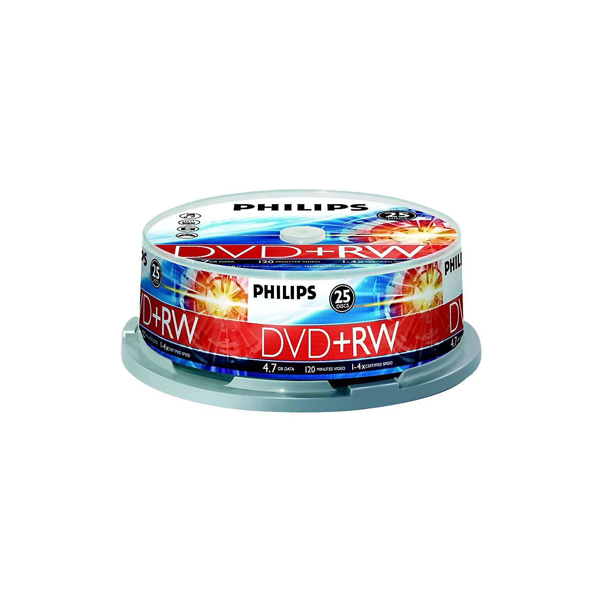 Philips DW4S4B25F - 25 x DVD+RW - 4.7 GB (120 Min.) 1x - 4x - Spindel