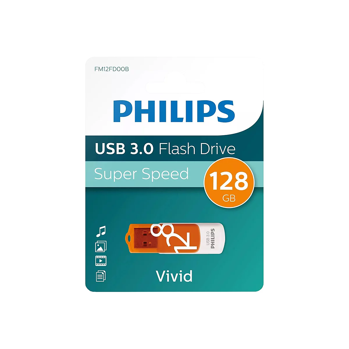 Philips FM12FD00B Vivid Edition 3.0 - USB-Flash-Laufwerk - 128 GB - USB 3.0