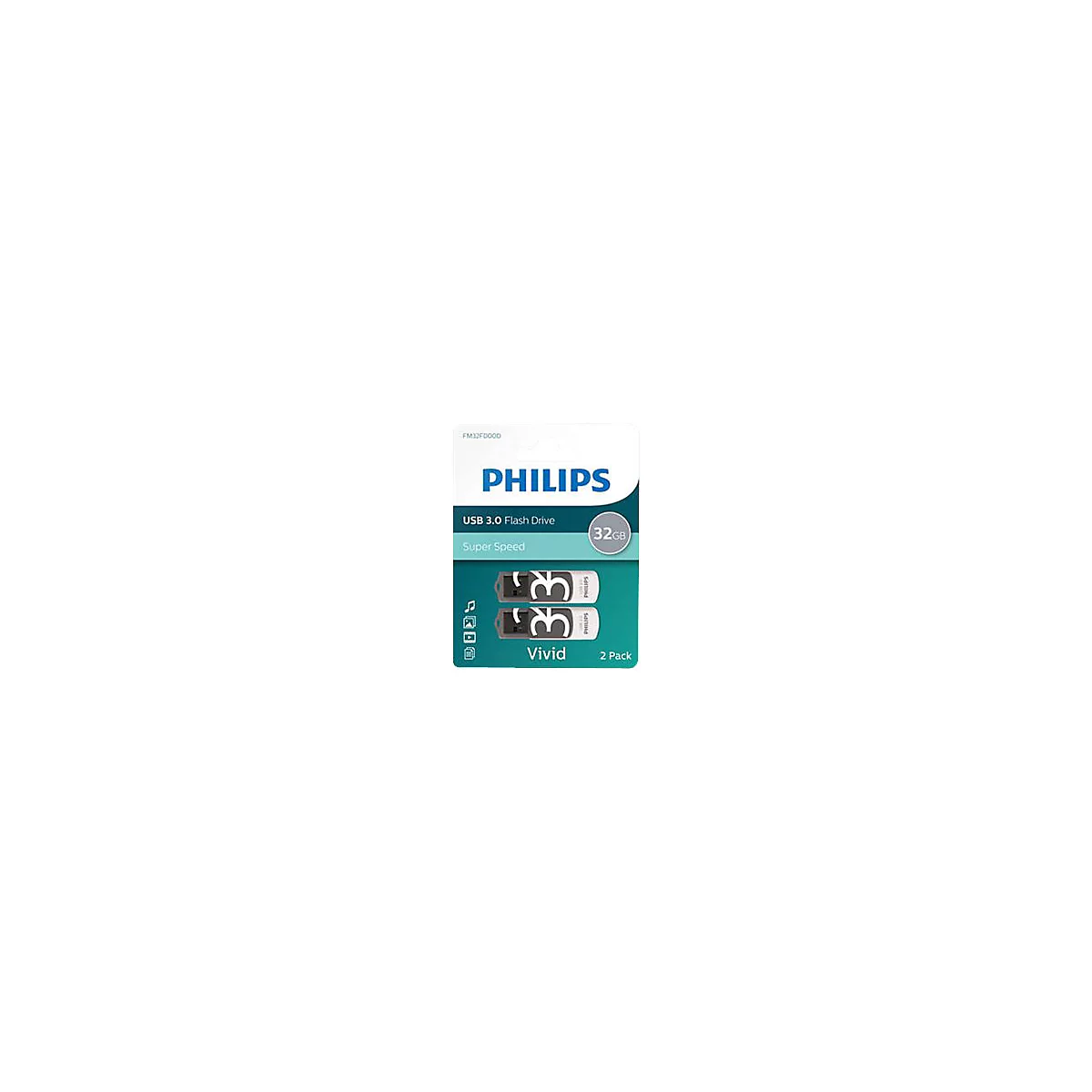 Philips FM32FD00D Vivid Edition 3.0 - USB-Flash-Laufwerk - 32 GB - USB 3.0 (Packung mit 2)