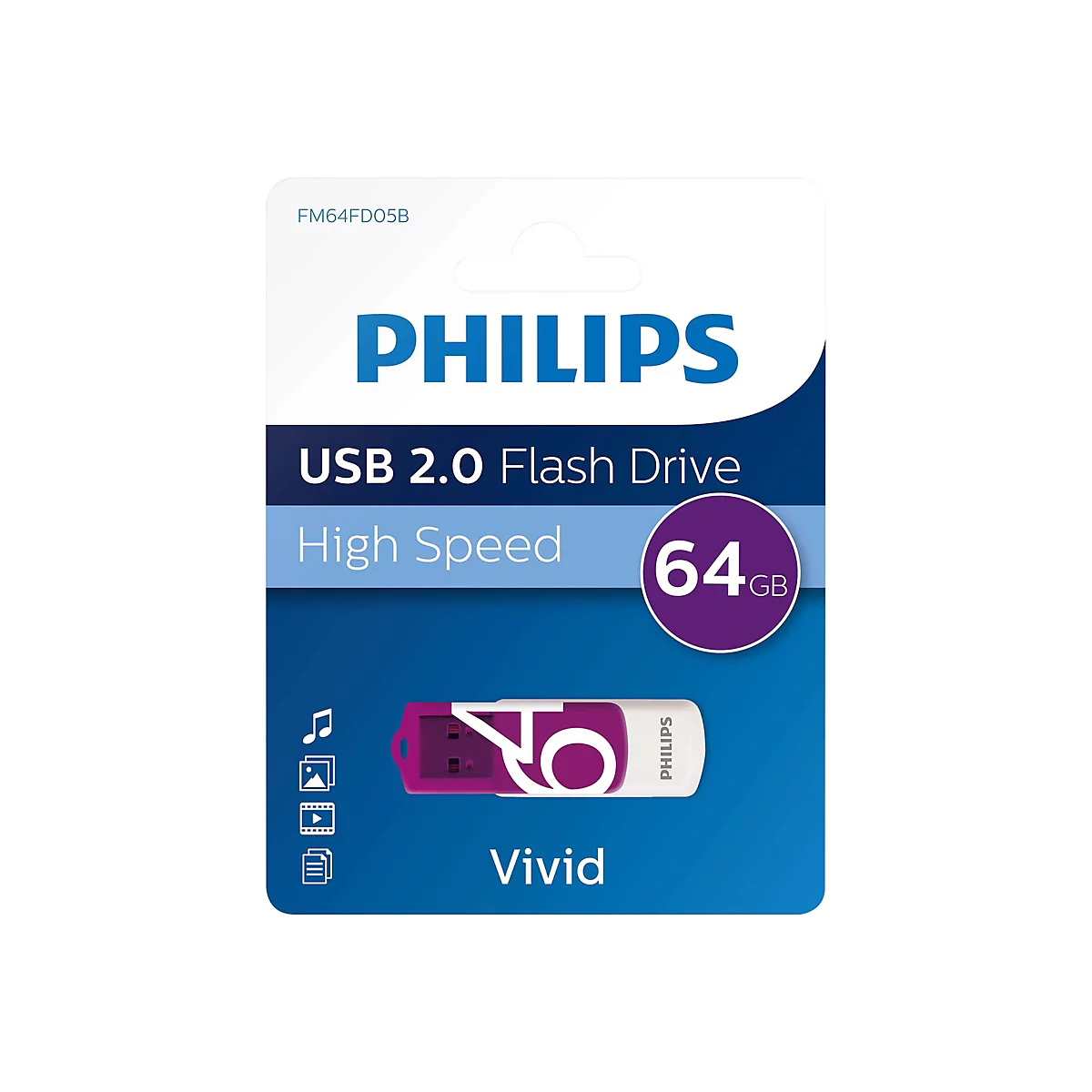 Philips FM64FD05B Vivid Edition 2.0 - USB-Flash-Laufwerk - 64 GB - USB 2.0
