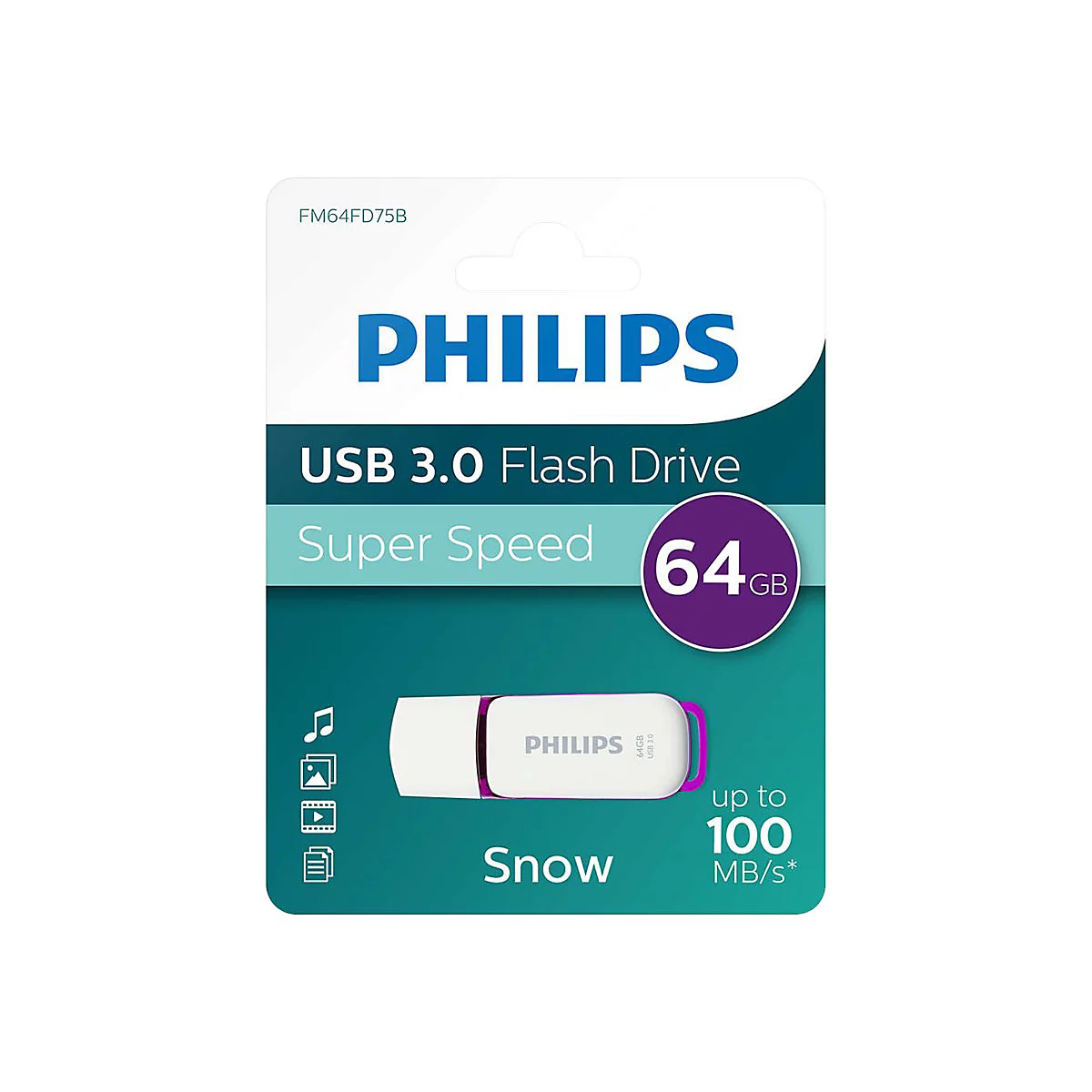 Philips FM64FD75B Snow edition 3.0 - USB-Flash-Laufwerk - 64 GB - USB 3.0
