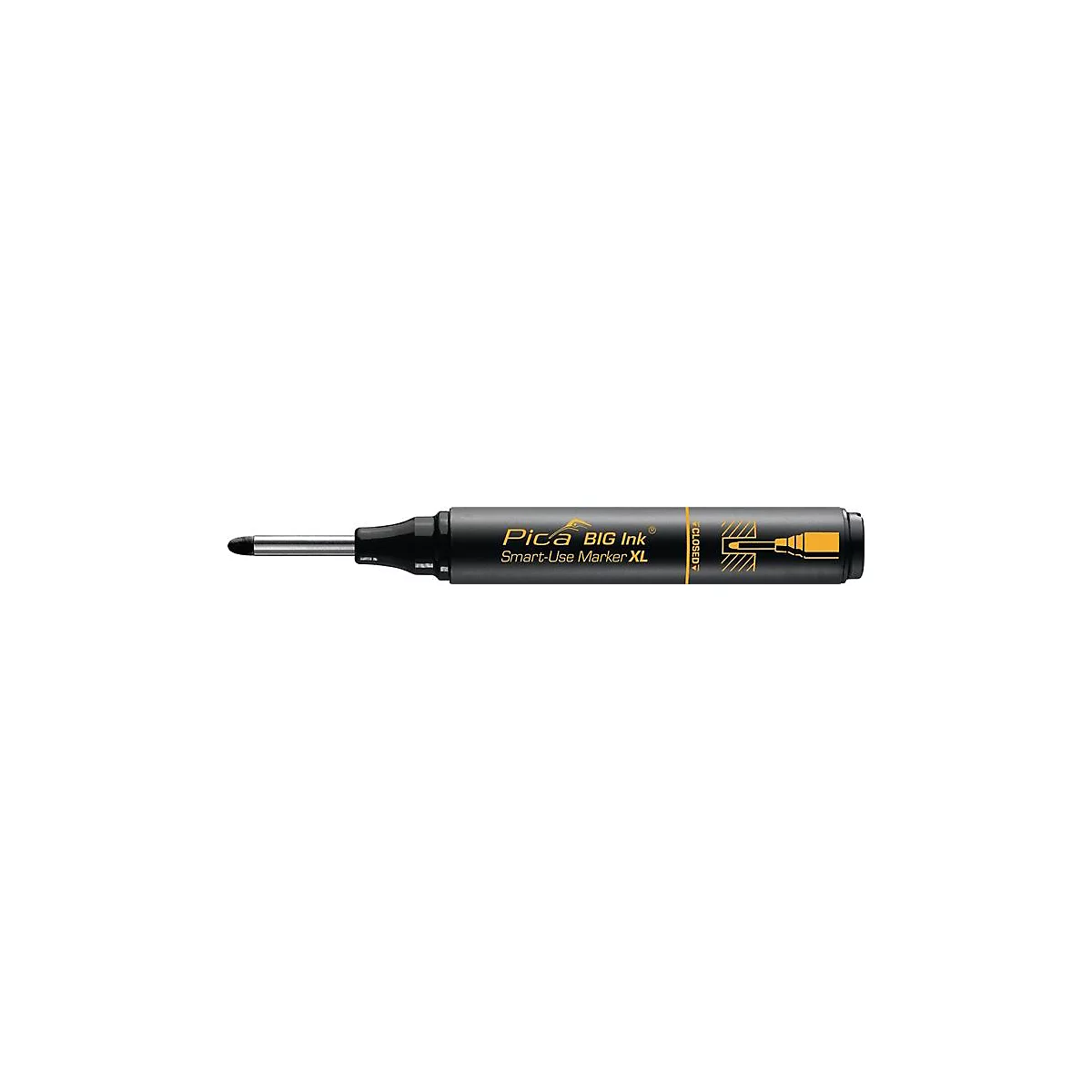 PICA Permanentmarker BIG INK SMART-USE-MARKER XL, schwarz, Strichbreite 2-4 mm, Tieflochmarkerfunktion, Ein-Hand-Bedienung