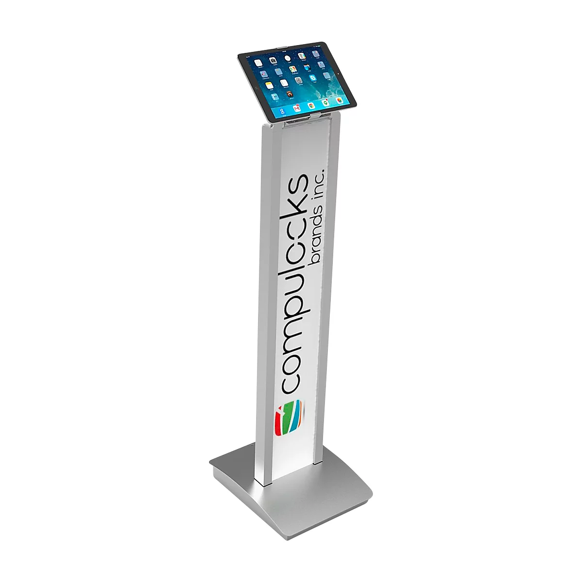 Pied pour tablette BrandMe Cling Compulocks, pour 7' à 13', hauteur 1120 mm, pivotant à 90°, aluminium, blanc