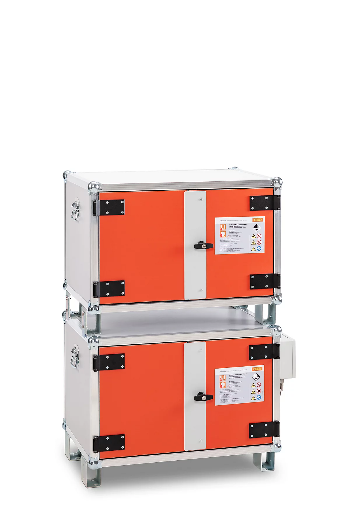 Pies apilables para el armario de carga de baterías CEMO Basic/Premium/Premium Plus y el armario de almacenamiento de baterías, permite apilar los armarios para ahorrar espacio, 4 piezas, plata