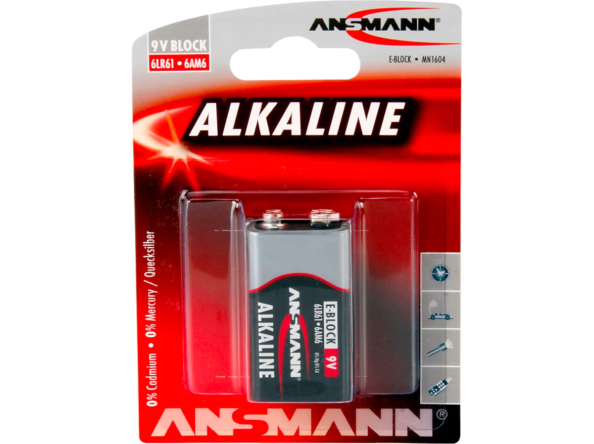 Pilas alcalinas Block E de Ansmann, 9 voltios, especialmente de larga duración, 1 unidad