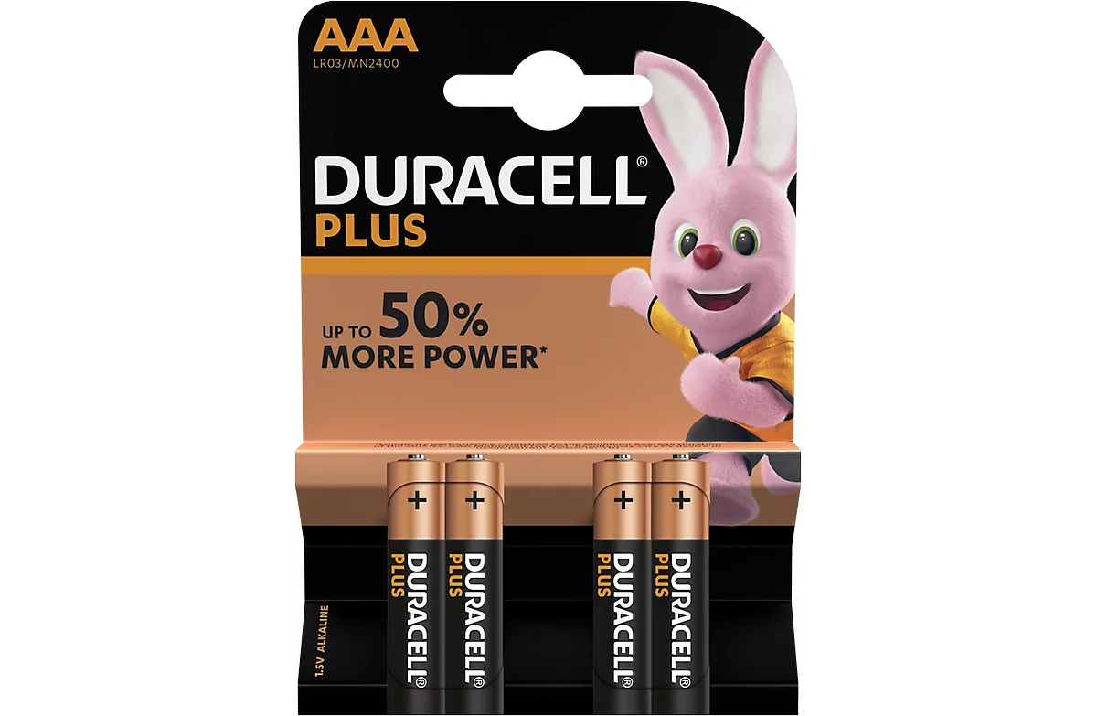 Pilas DURACELL® Plus, micro AAA, 1,5 V, 4 unidades