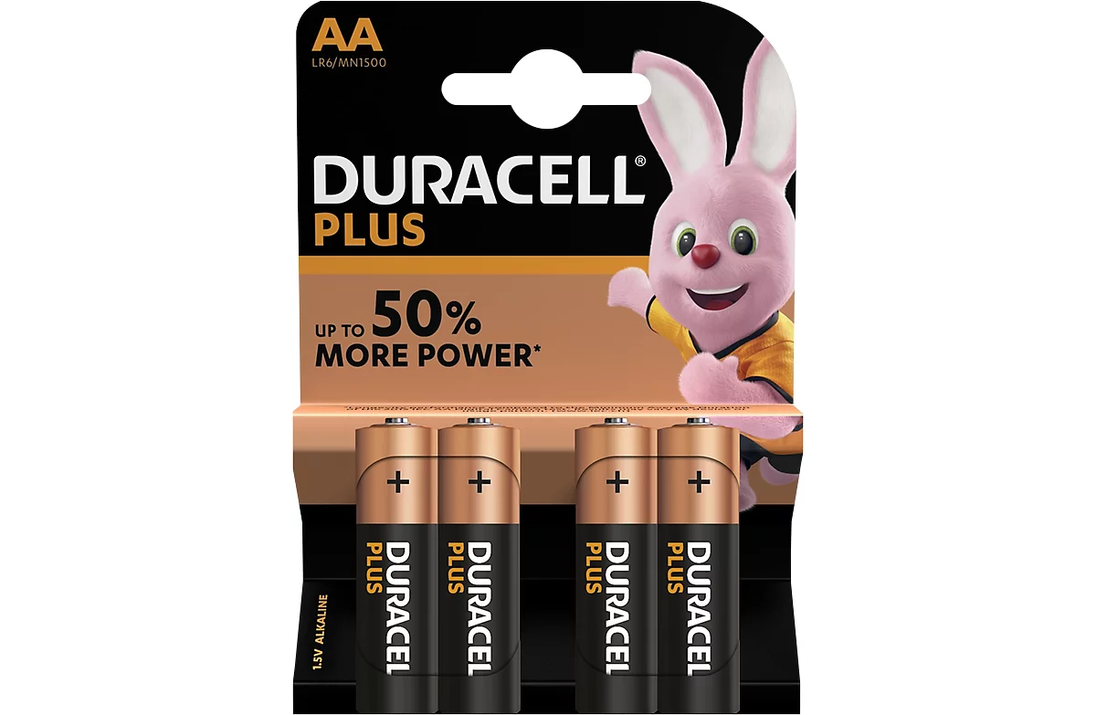Pilas DURACELL® Plus, mignon AA, 1,5 V, 4 unidades