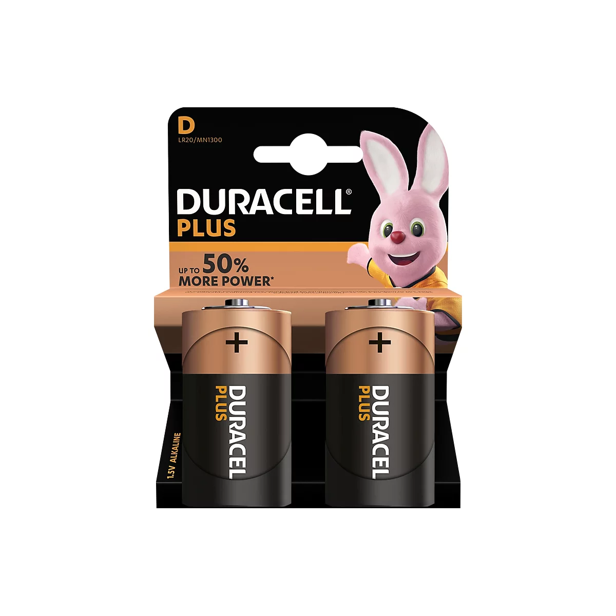 Pilas DURACELL® Plus, mono D, 1,5 V, 2 unidades