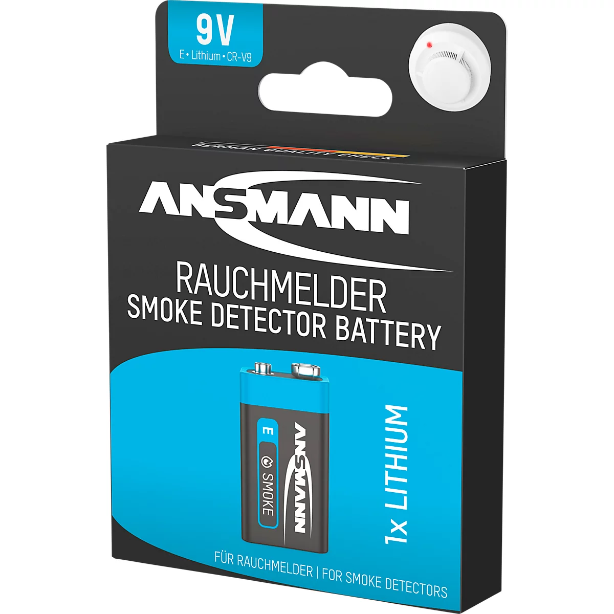 Pilas, para detector de humo, bloque E, 9 V, almacenables durante 10 años