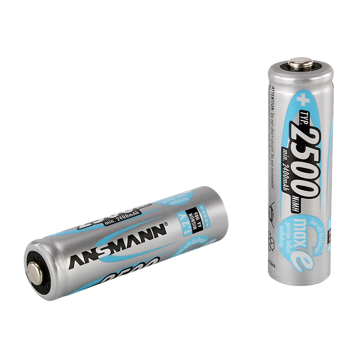 Piles rechargeables NiMH MaxE Mignon AA, 2500 mAh, 2 p.