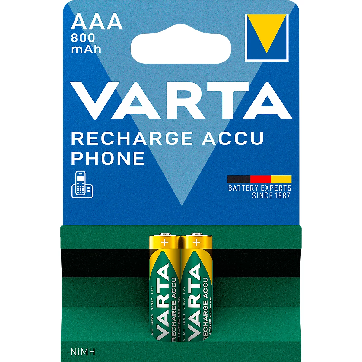 Piles rechargeables PHONE T 398 Micro AAA VARTA, p. téléphones analogiques/numériques, 2 p.