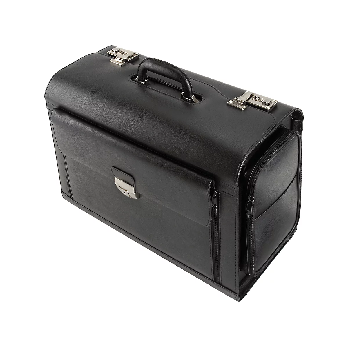 Pilot case Alassio, avec poignée, avec compartiment pour ordinateur portable, cuir de vache, noir