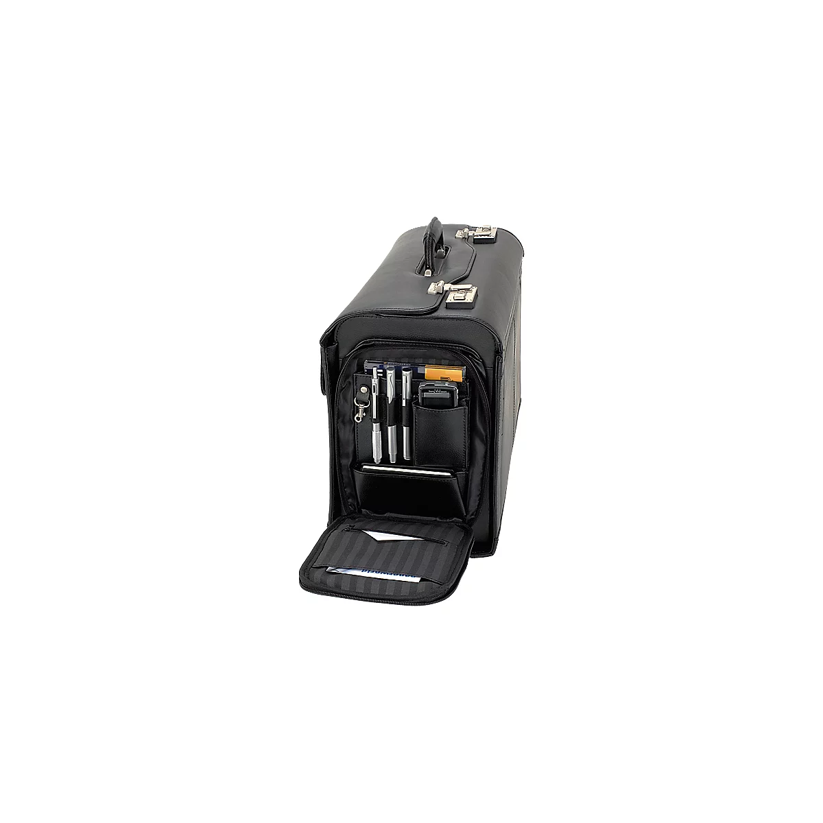 Pilot case Alassio, avec poignée, avec compartiment pour ordinateur portable, cuir de vache, noir