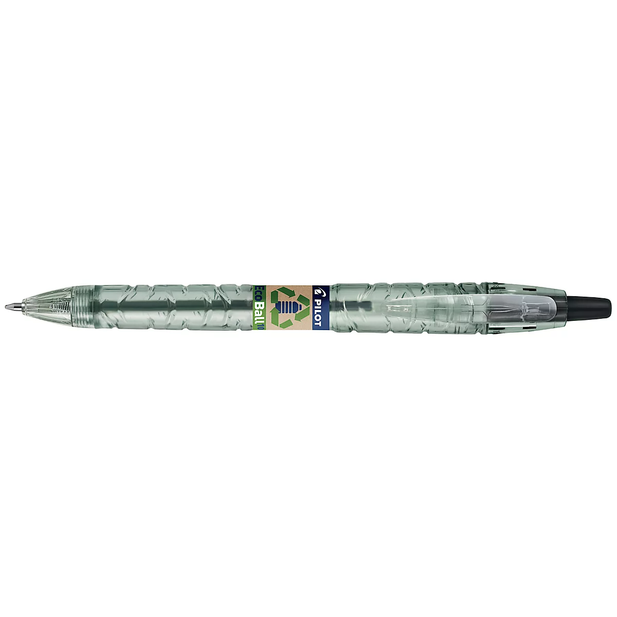 PILOT Stylo bille rétractable Bottle 2 Pen Ecoball, largeur de trait 0,6 mm, encre infalsifiable, rechargeable, 86% de matériaux recyclés, noir