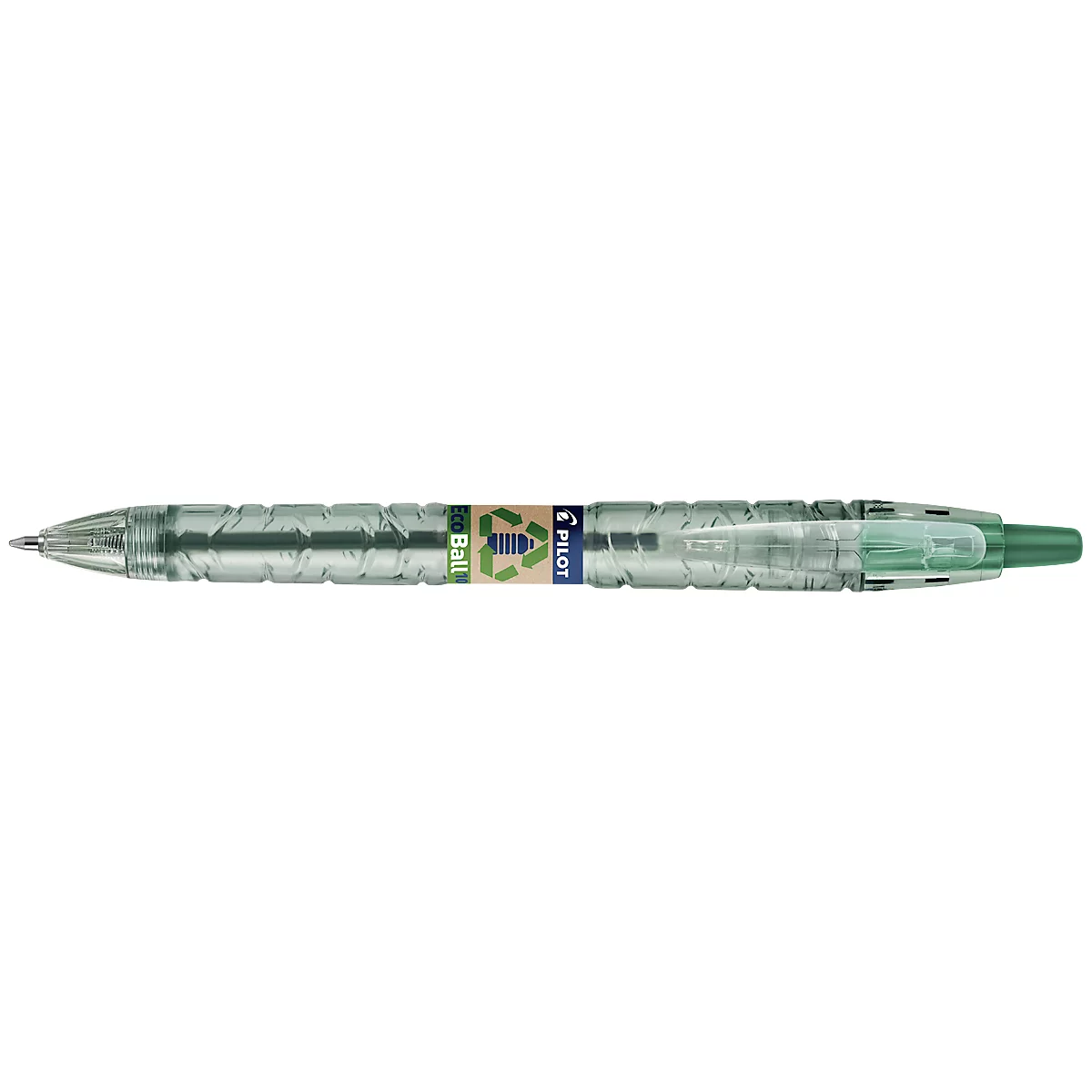 PILOT Stylo bille rétractable Bottle 2 Pen Ecoball, largeur de trait 0,6 mm, encre infalsifiable, rechargeable, 86% de matériaux recyclés, vert