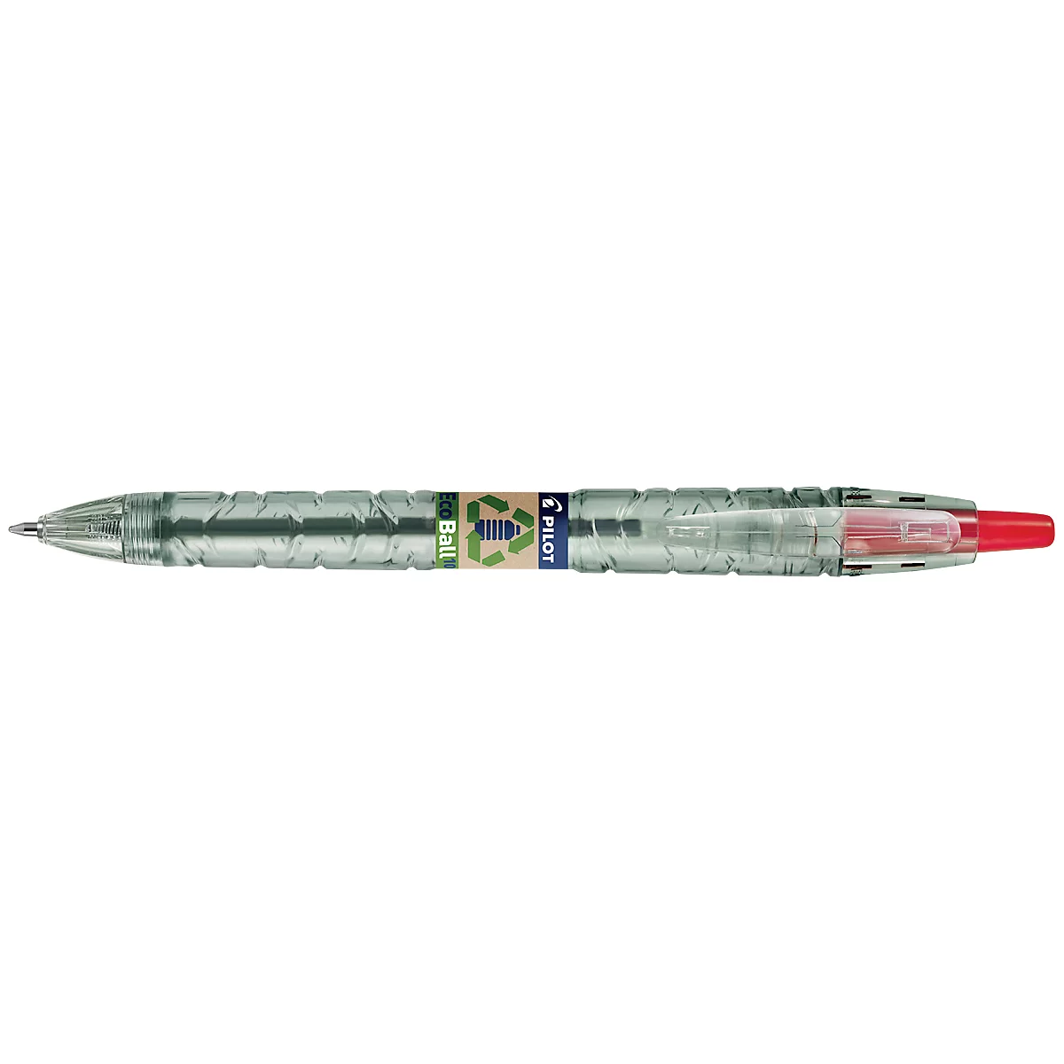 PILOT Stylo bille rétractable Bottle 2 Pen Ecoball, largeur de trait 0,6 mm, rechargeable, 86% de matériaux recyclés, rouge