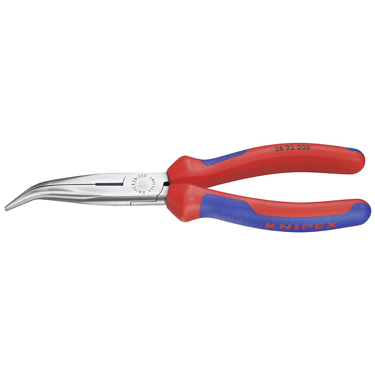 Pince à bec long demi-rond 160 mm à mâchoire chromée courbée