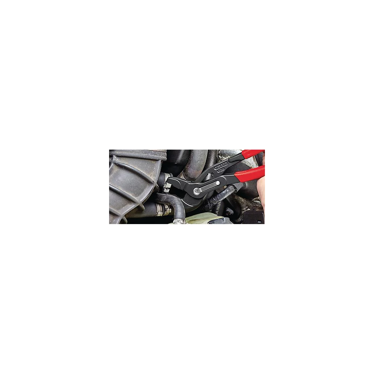 Pince à colliers pour tuyaux, longueur totale 250mm, tête grise, revêtement en cuivre KNIPEX