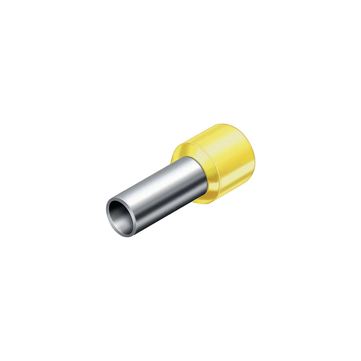 Tube métallique avec tête en plastique jaune.