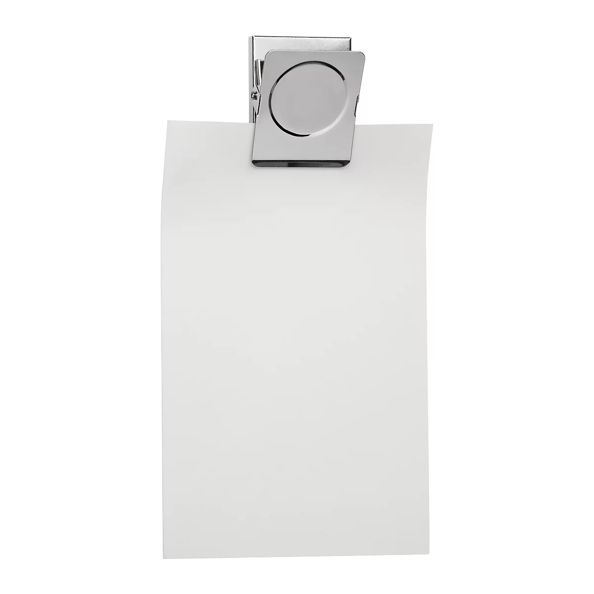 Pince à papier avec aimant, L 40 mm, largeur de serrage 23 mm, force de maintien 1,2 kg, argent léger