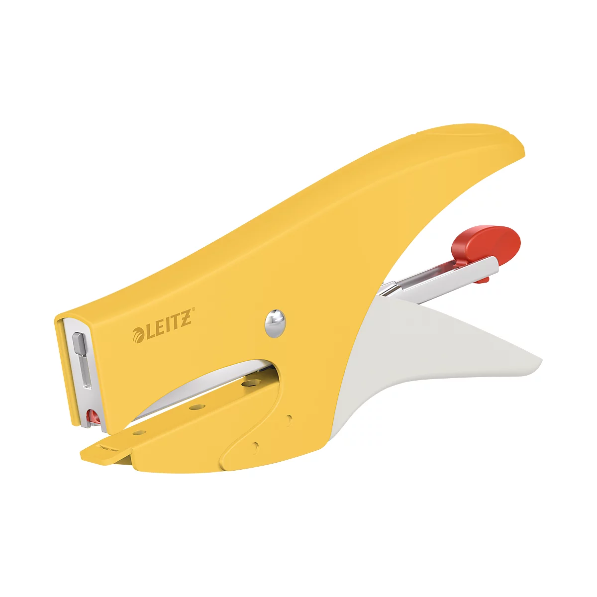 Pince agrafeuse métallique Cosy Leitz®, pour afrages nr 10, mécanisme de chargement par l'arrière, inclus 1000 agrafes, jaune