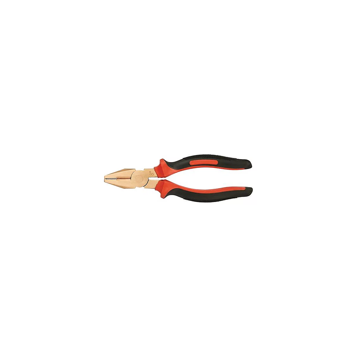 Pince coupante avec poignée rouge et zone de préhension noire, tête dorée et estampage "8".