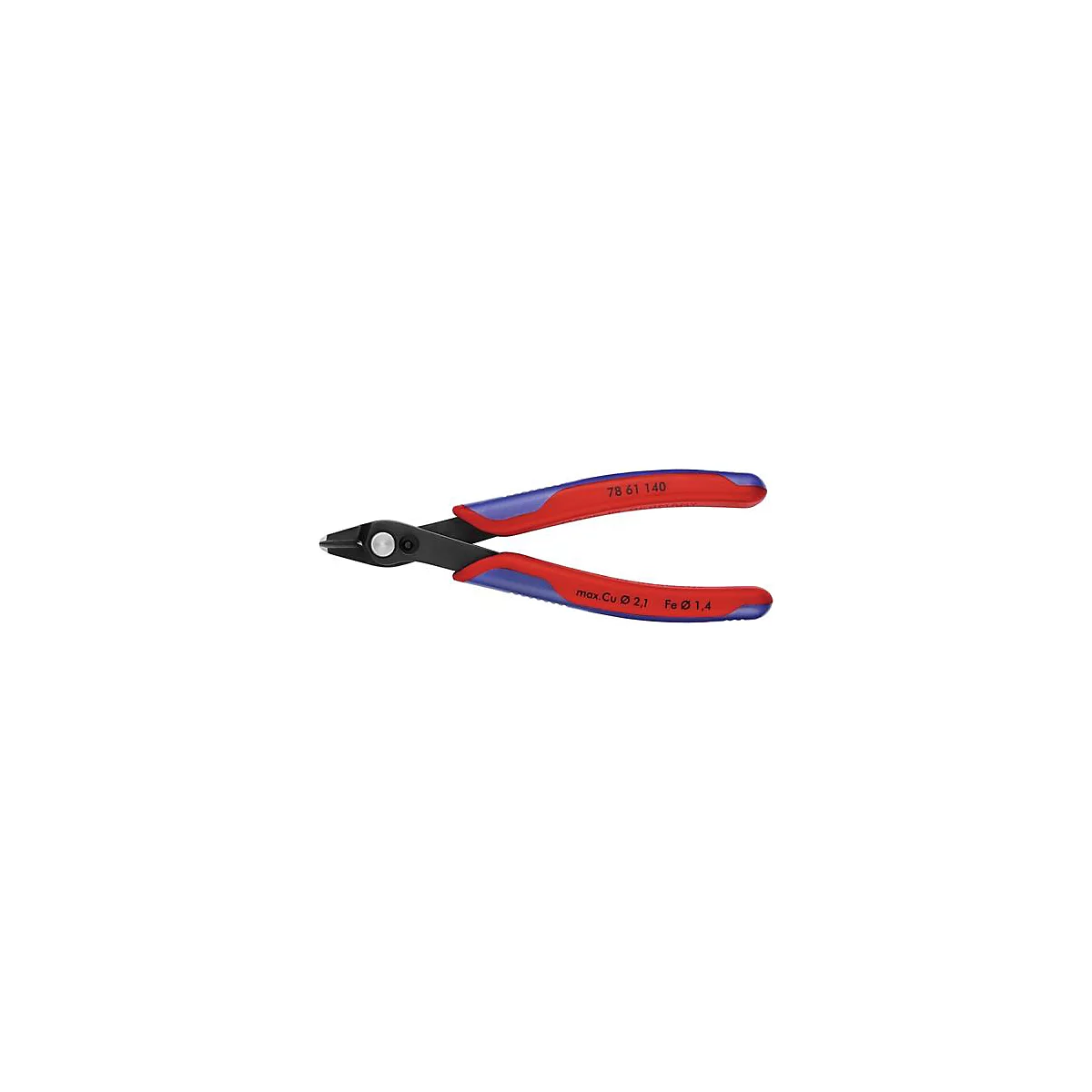 Coupe-fil, rouge et bleu, avec texte.