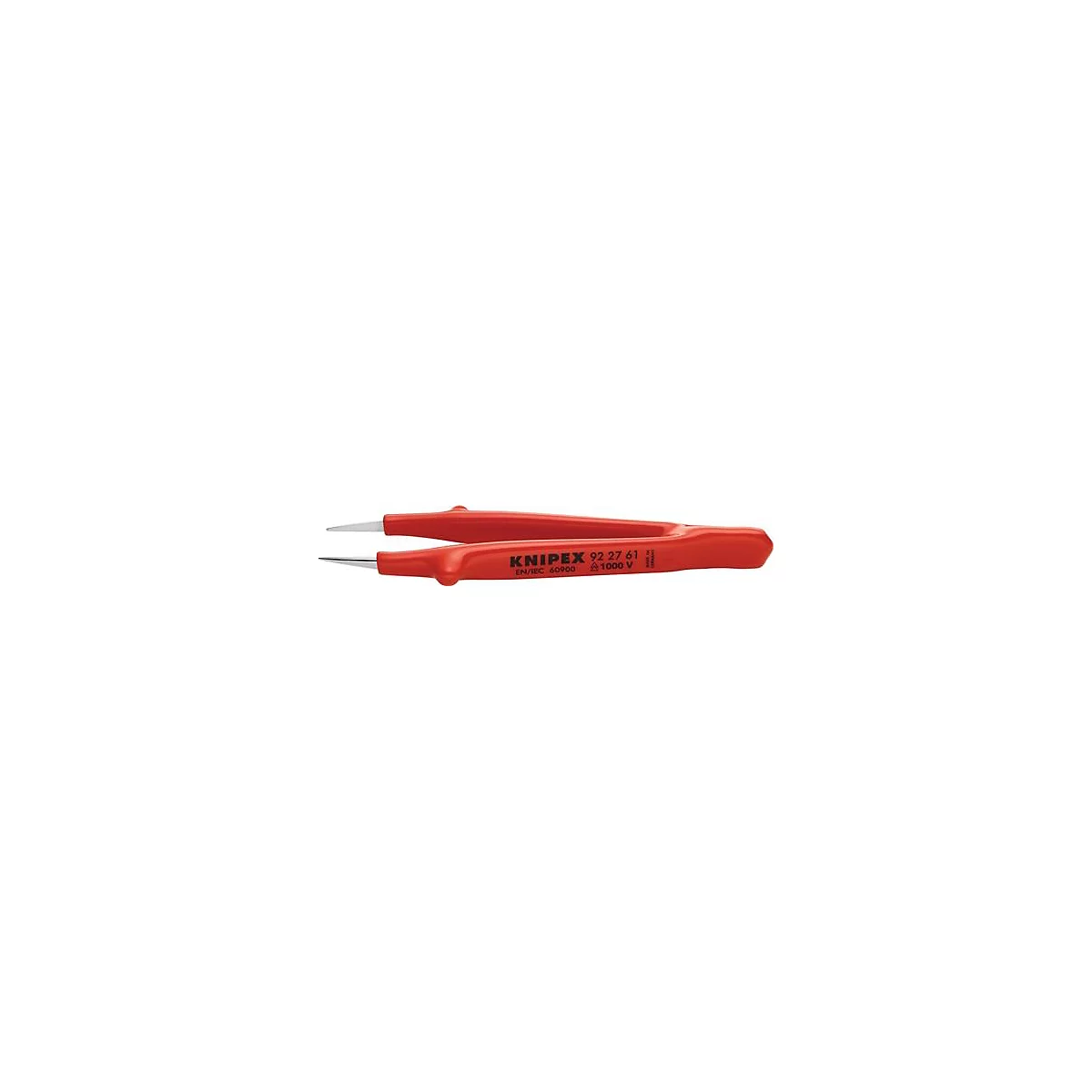 Pince à épiler rouge isolée de Knipex avec pointes en métal et lettrage.