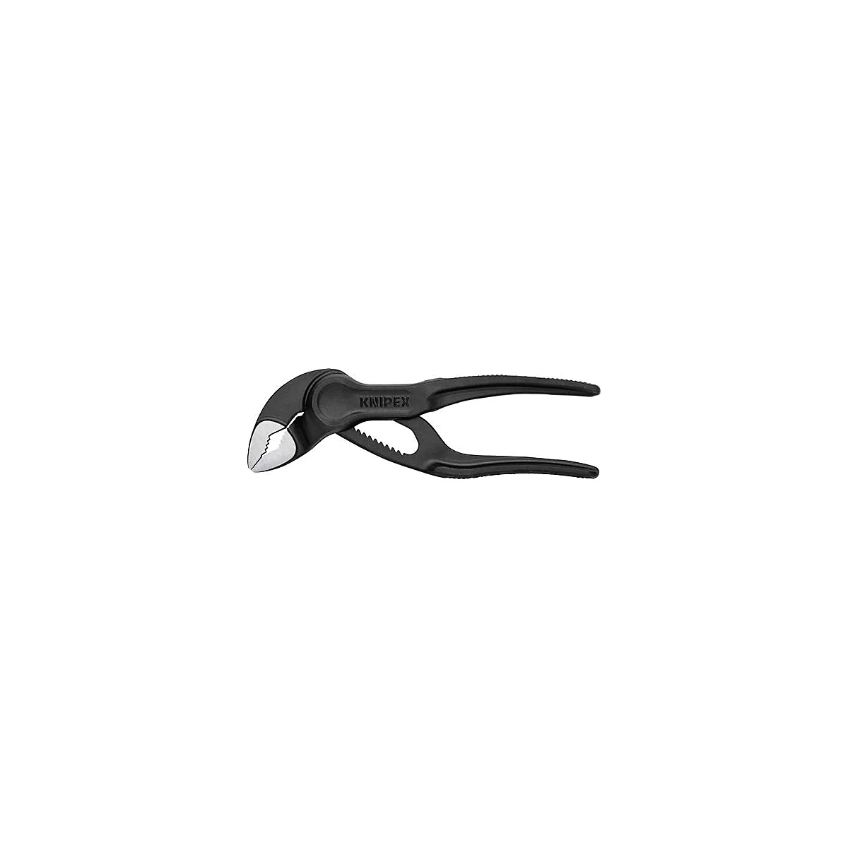 Clé à molette noire Knipex. La pince a une surface de préhension dentée et un lettrage.