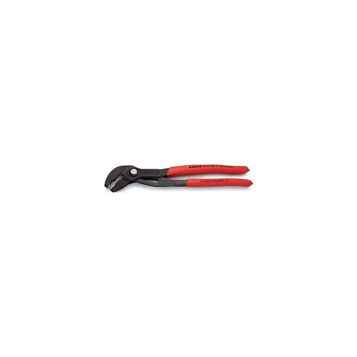 Pince noire avec des poignées rouges. "KNIPEX" est écrit sur les poignées.