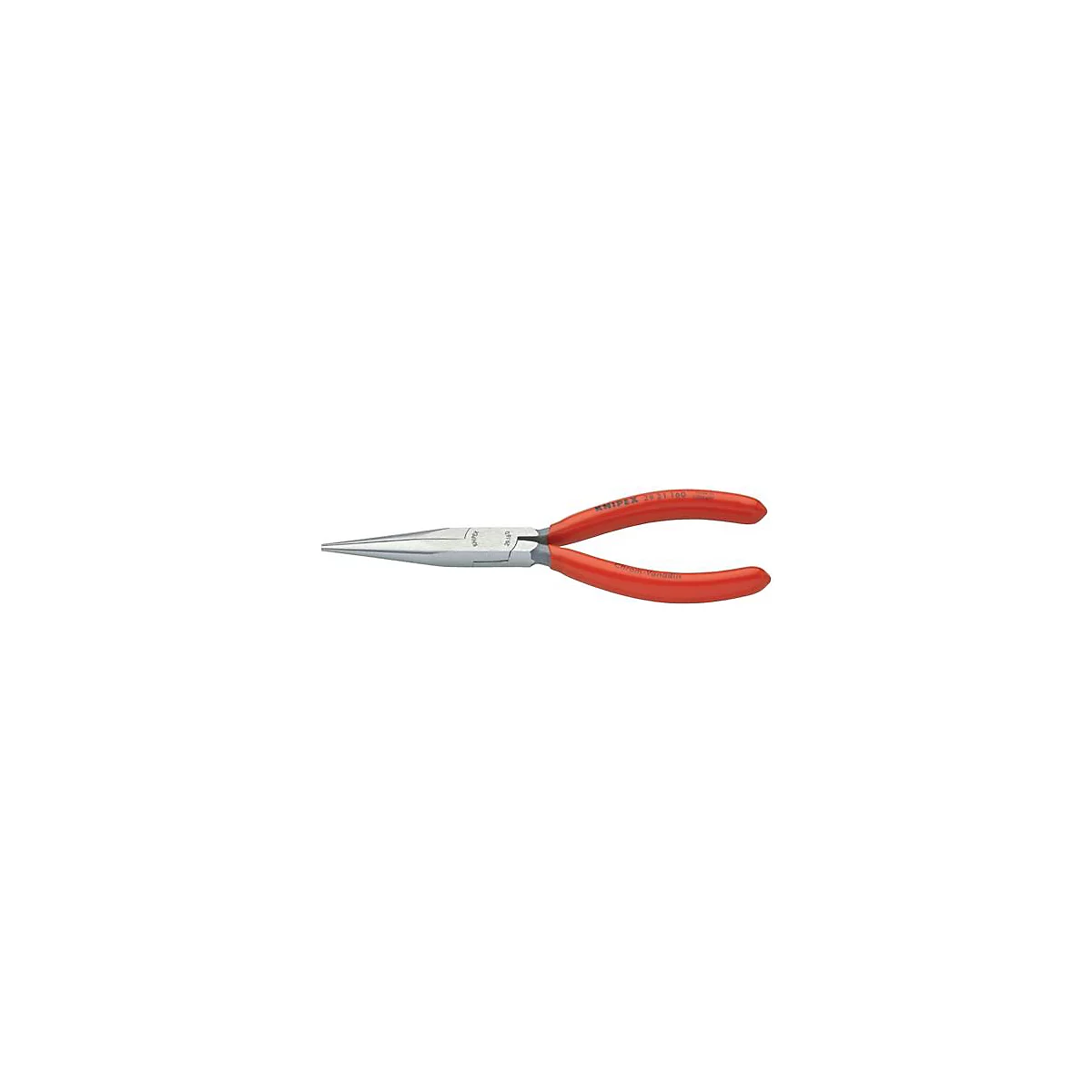 Pince Knipex avec poignées rouges. La pince est pointue et de couleur argentée.