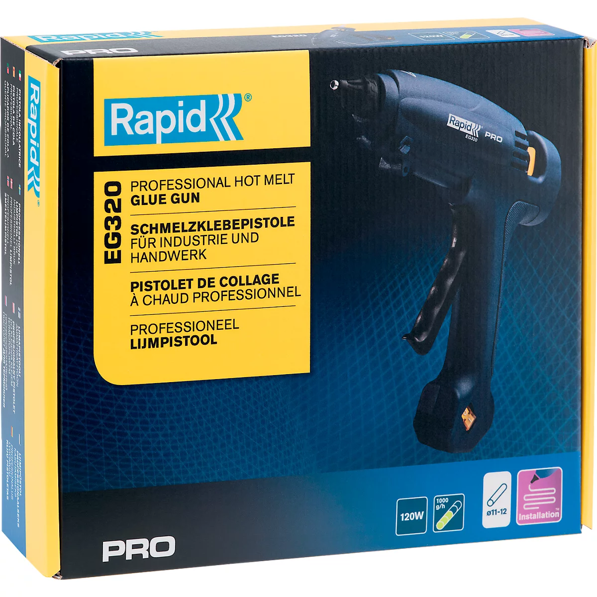 Pistolet à colle PRO EG320 Rapid, pour bâtons de colle ø 12 mm, temps de chauffe 4 minutes