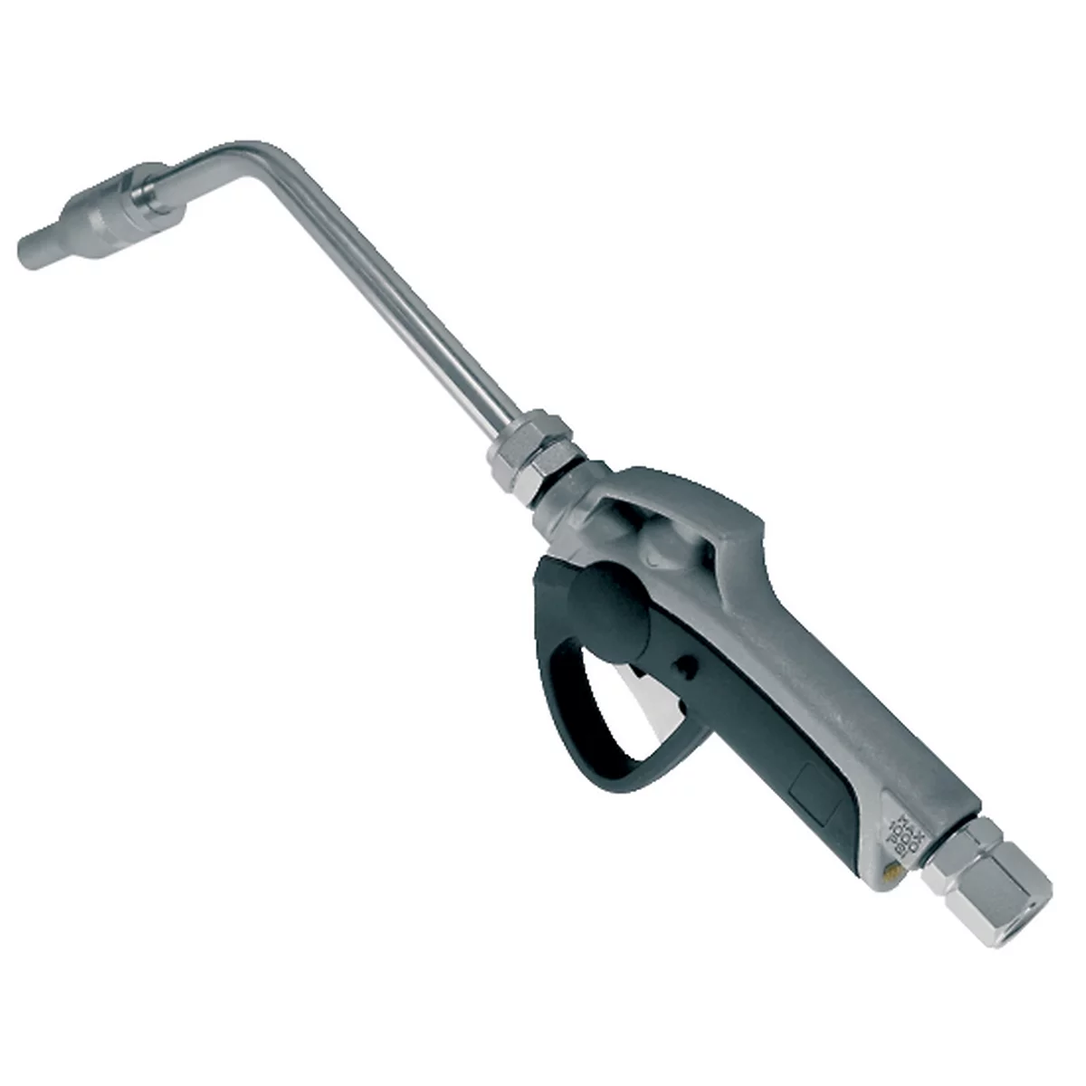 Pistolet distributeur d'huile pour pompes à lubrifiant CEMO Viscomat 200/2, Visco-Flowmat et Viscoair, avec articulation tournante ½', sortie rigide avec embout anti-goutte