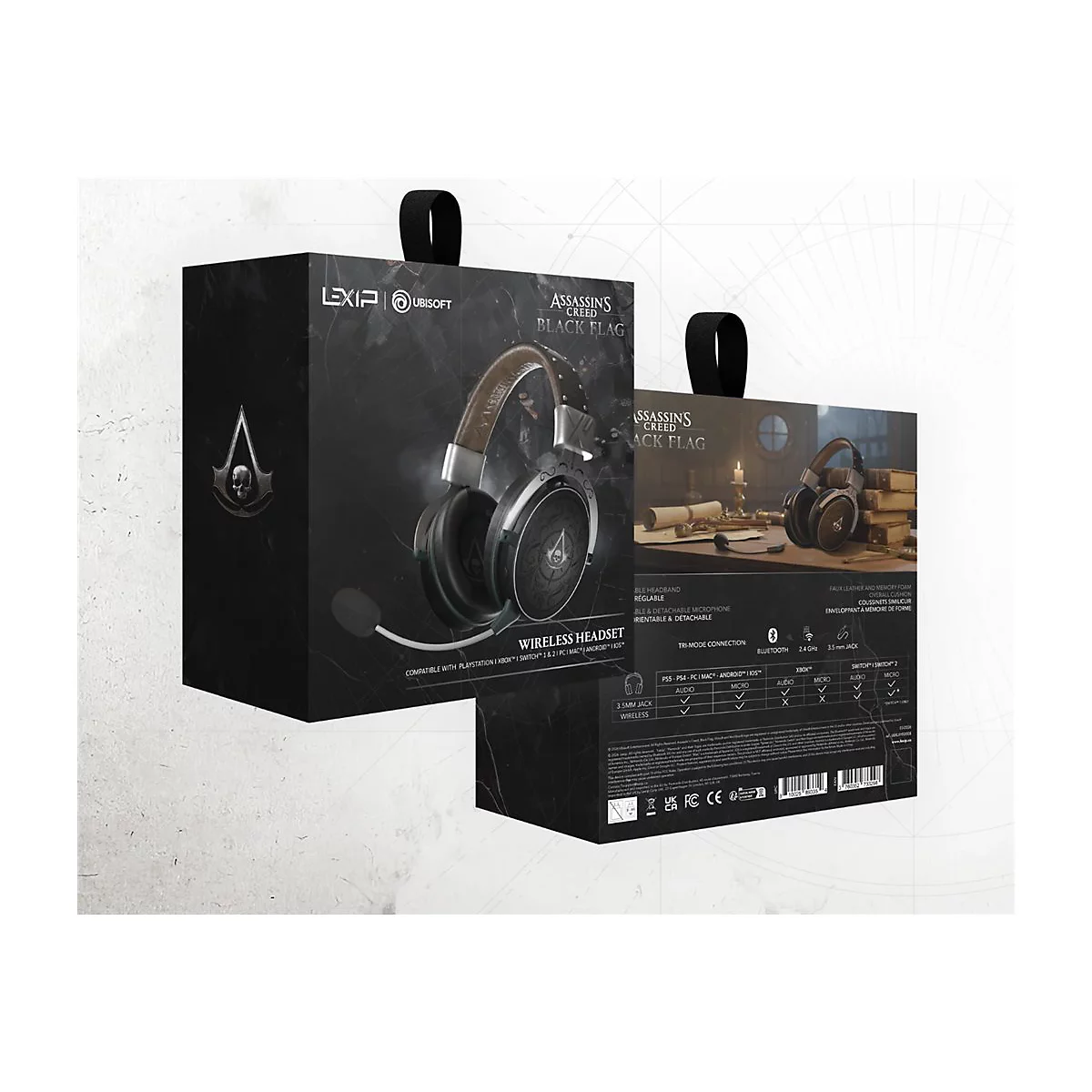 Lexip Assassin's Creed Black Flag Wireless Headset in der Produktverpackung.