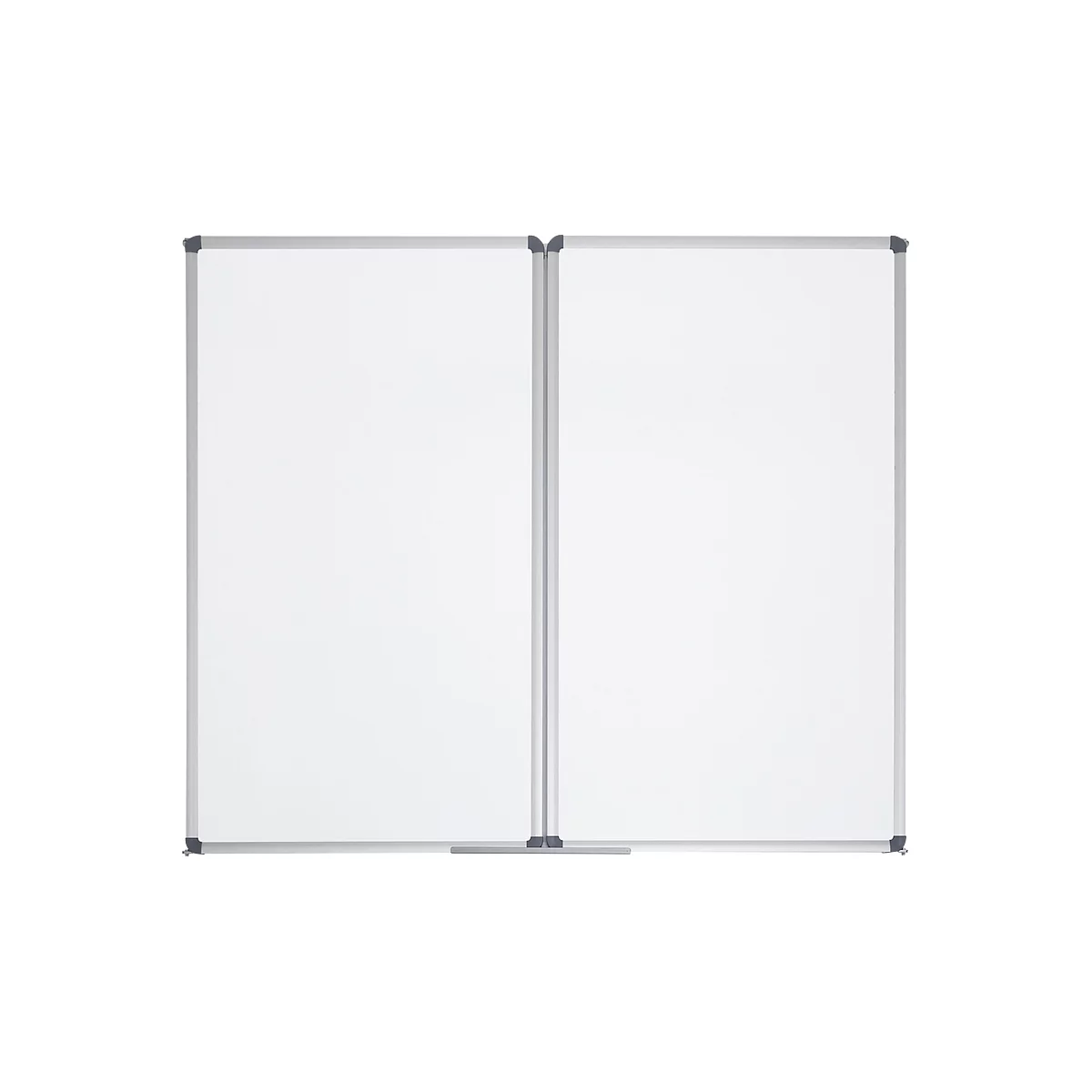 Pizarra blanca plegable MAULstandard, plastificada en gris, magnética, 2 paneles, ancho 1500 x alto 1000 mm