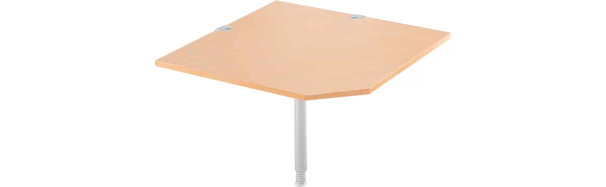 Placa angular del sistema Schäfer Shop Select, CAD, pie, ancho 1000 x fondo 1000 mm, haya/aluminio blanco