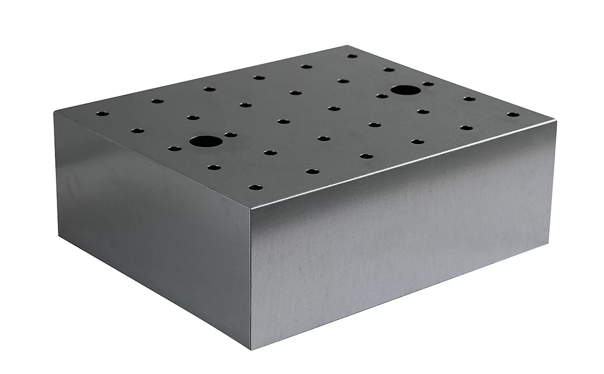 Placa perforada Q30 para bandejas colectoras pequeñas de acero CEMO, ancho 450 x fondo 380 x alto 165 mm, acero galvanizado