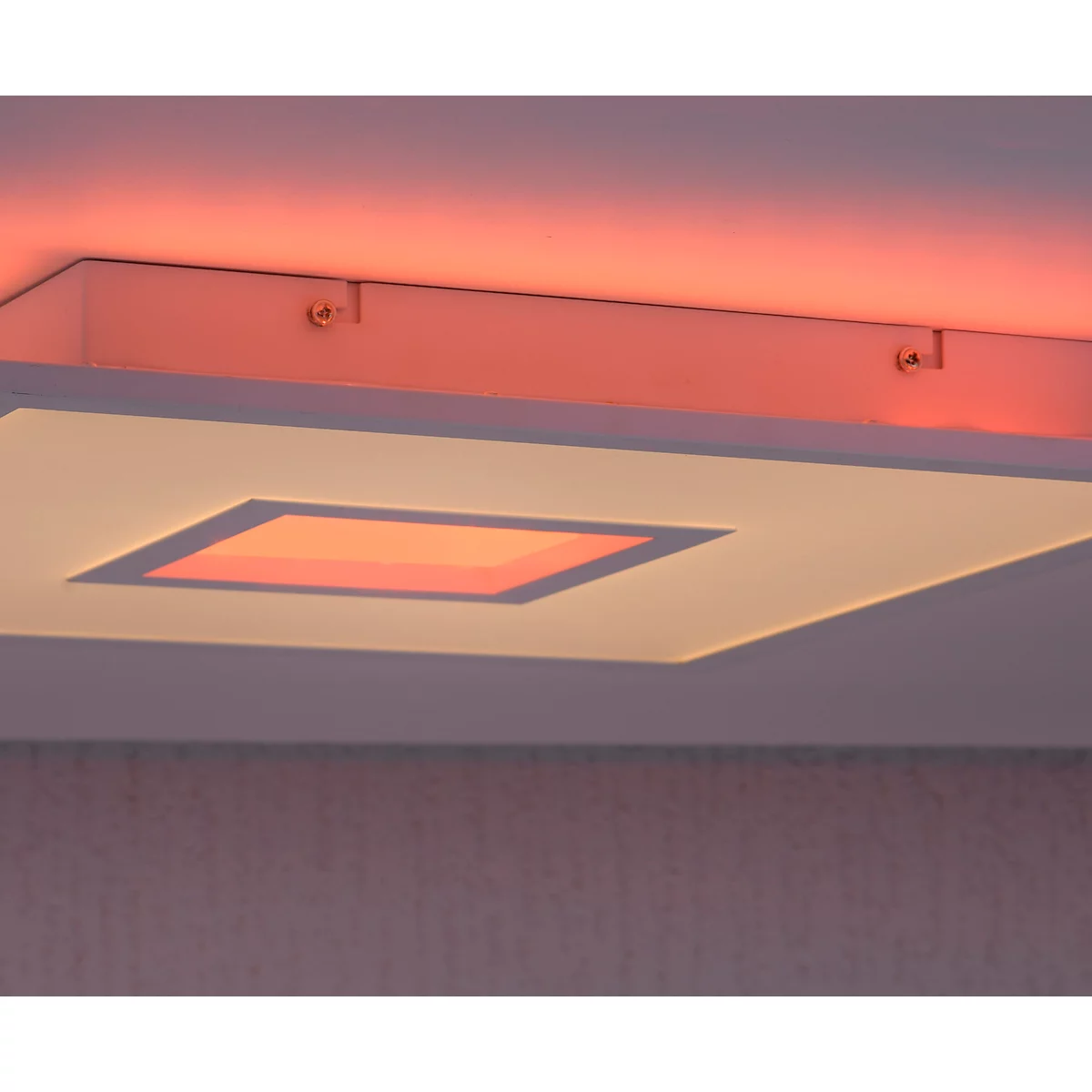 Plafonnier LED RECESS, 2 sources lumineuses, 2700-5000 K, changement RGB &amp; gestion de la lumière CCT, 22+5 W, L 450 x W 450 mm