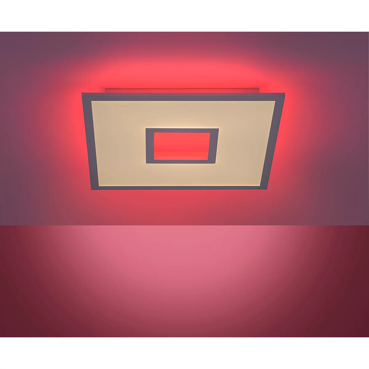 Plafonnier LED RECESS, 2 sources lumineuses, 2700-5000 K, changement RGB &amp; gestion de la lumière CCT, 22+5 W, L 450 x W 450 mm