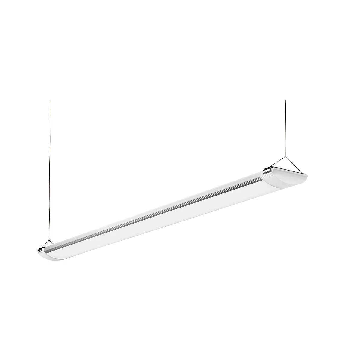 Plafonnier / luminaire suspendu à LED ALCO avec suspension par câble, 5000 lumens, 4500 K blanc neutre, L 1200 x l 120 x H 30 mm