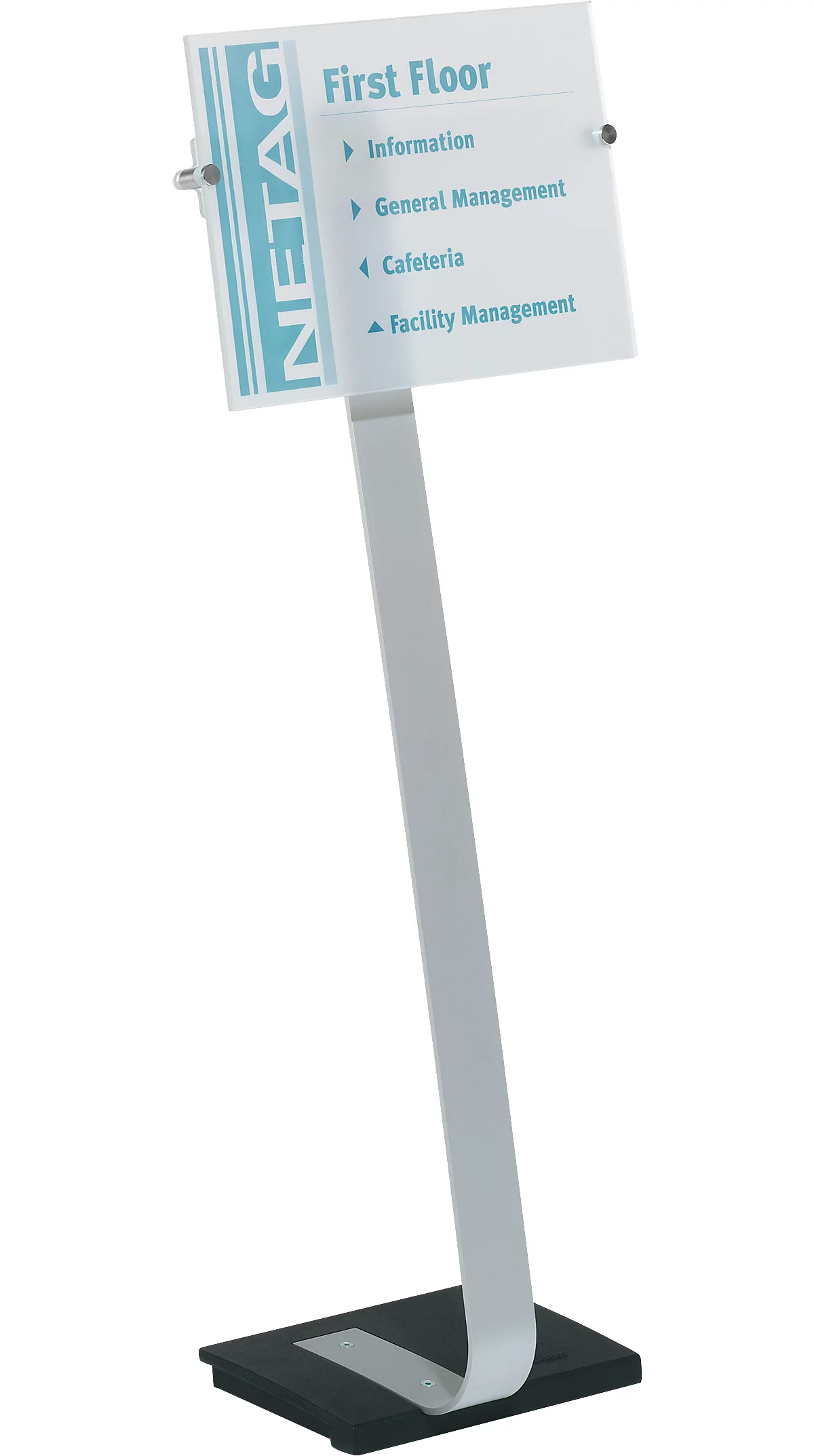 Plakatständer Durable Crystal Sign, A3 Hoch- & Querformat, höhenverstell- & drehbar, mit 2 Folien & Anleitung, Aluminium & Acrylglas, metallic-silber