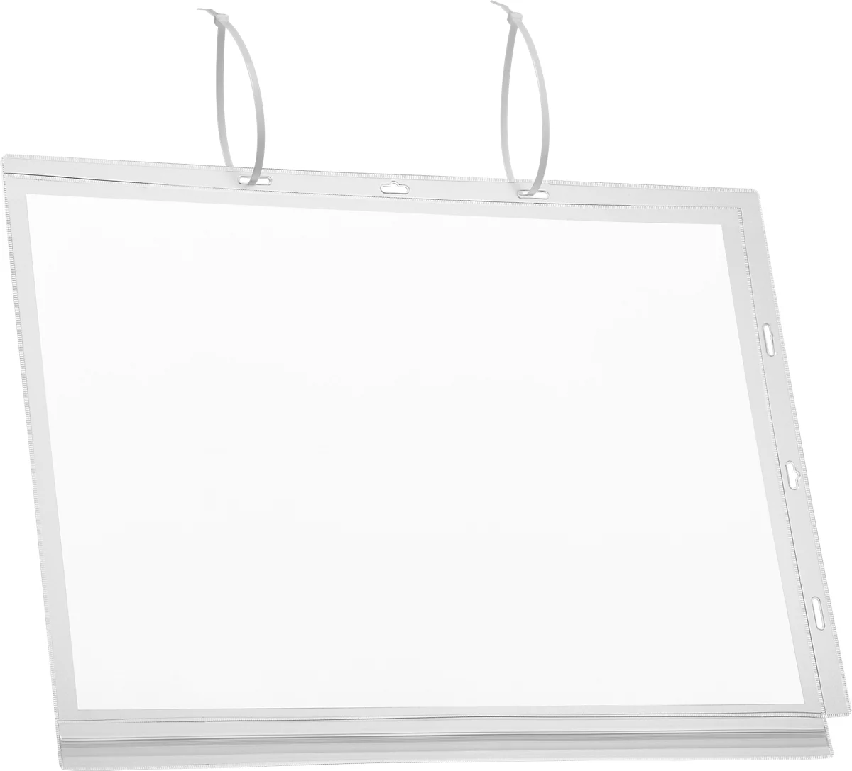 Plakattasche Durable, A3 Hoch- & Querformat, 2-seitig, für bis zu 2 Blatt, Kabelbinder, wasserdicht, B 350 x T 0,6 x H 460 mm, transparent, 5 Stück