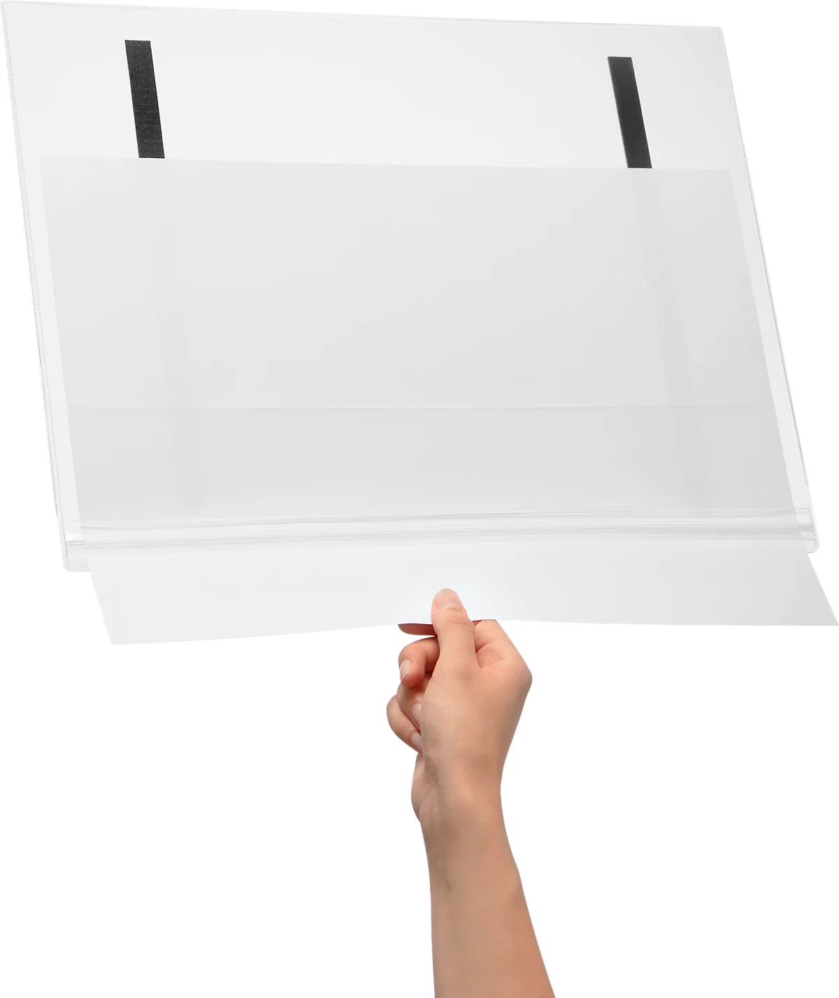 Plakattasche Durable, A3 Hoch- & Querformat, 2-seitig, für bis zu 2 Blatt, magnetisch, wasserdicht, B 350 x T 0,6 x H 460 mm, transparent, 5 Stück