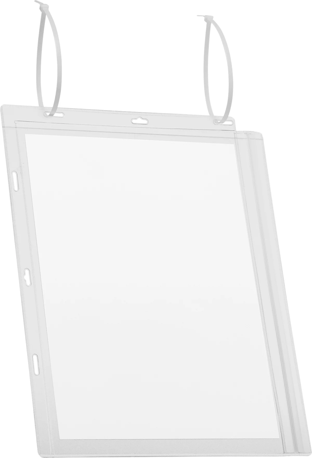 Plakattasche Durable, A4 Hoch- & Querformat, 2-seitig, für bis zu 2 Blatt, Kabelbinder, wasserdicht, B 262 x T 0,6 x H 340 mm, transparent, 5 Stück