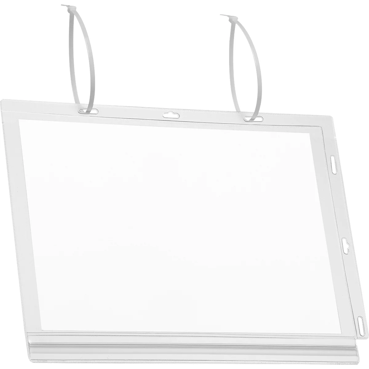 Plakattasche Durable, A4 Hoch- & Querformat, 2-seitig, für bis zu 2 Blatt, Kabelbinder, wasserdicht, B 262 x T 0,6 x H 340 mm, transparent, 5 Stück